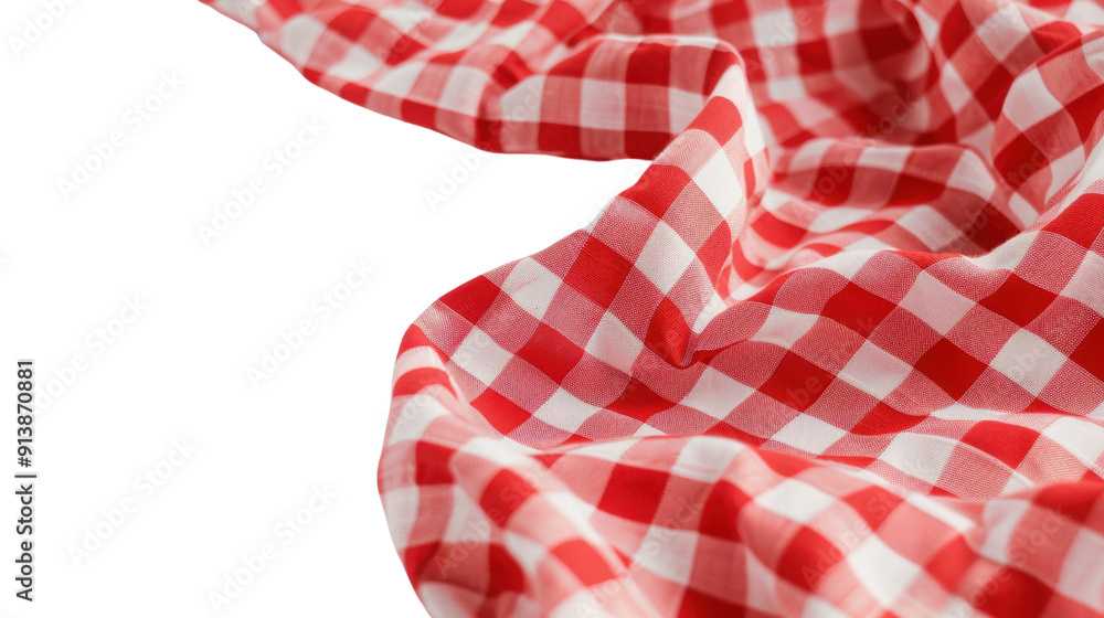 Fototapeta premium Red checkered tablecloth on transparent background