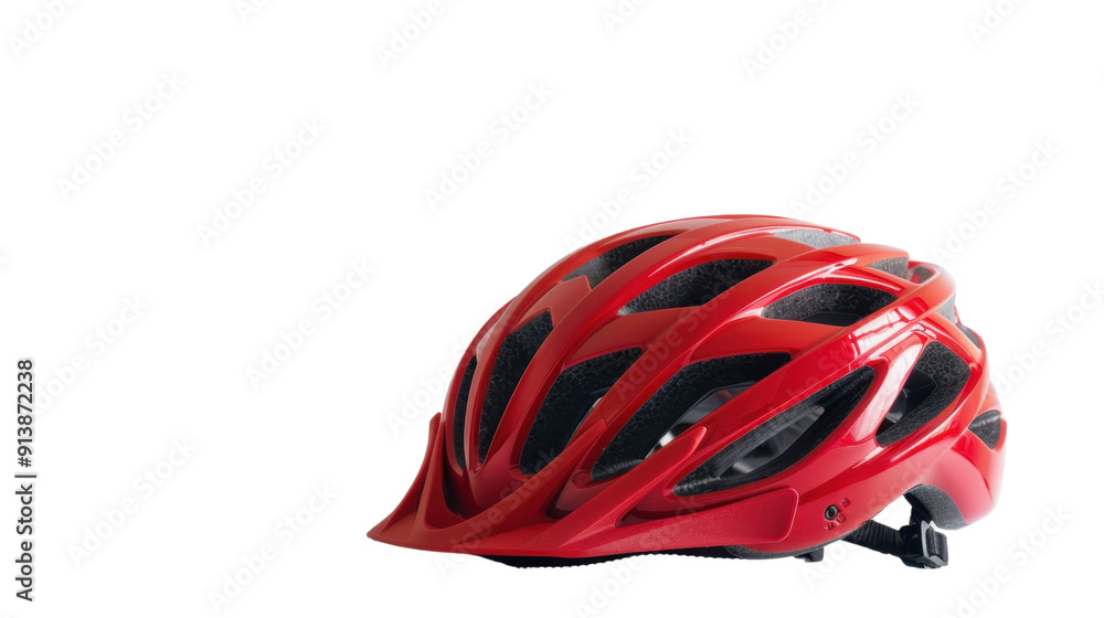 Fototapeta premium Bicycle red helmet on transparent background