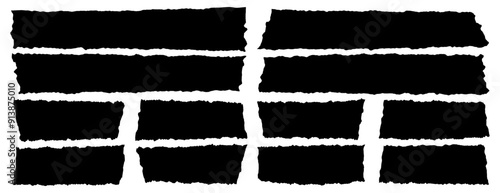 Set of ripped paper, torn paper text box vector illustration