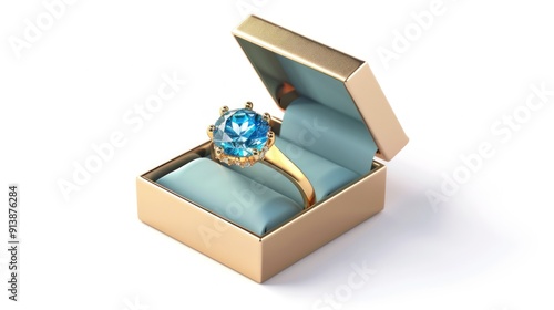 Blue Sapphire Ring in a Golden Box