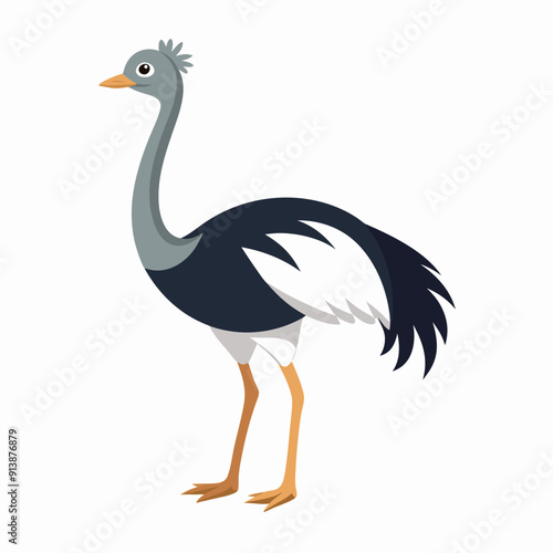 Ostrich Bird Icon Vector Illustration - Cartoon, Clipart, and Line Art Design