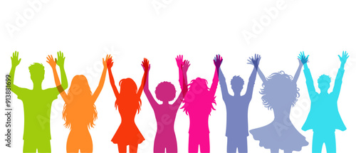 Human unity silhouette color filled vector Illustration icon