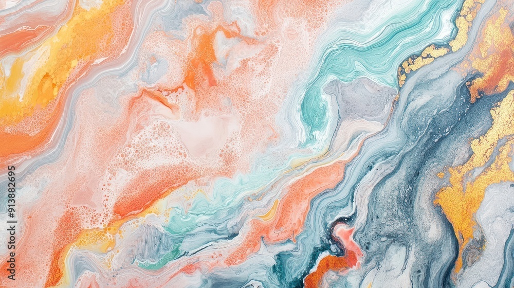 Abstract Swirling Paint with Golden Accents Abstract Swirling Paint with Golden Accents