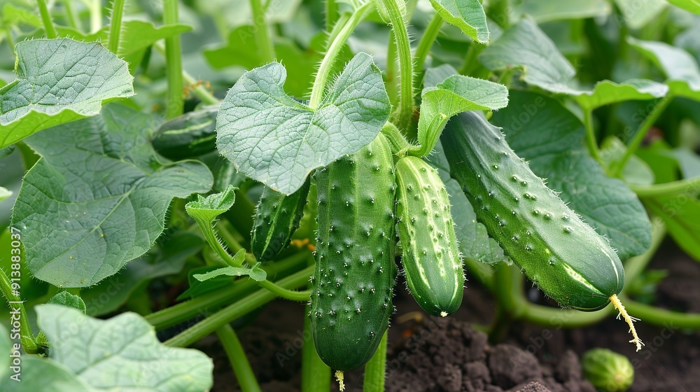 photo of a cucumber plant in a garden photo of a cucumber plant in a garden