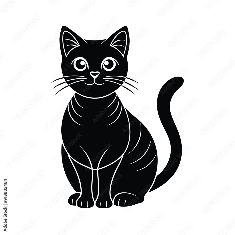 Cat with Flower Silhouette Vectorclip art, silhouette Cat with Flower Silhouette Vectorclip art, silhouette