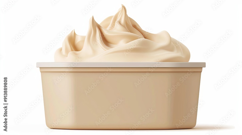 A creamy and smooth texture of whipped topping in a container, perfect for desserts and culinary applications. A creamy and smooth texture of whipped topping in a container, perfect for desserts and culinary applications.