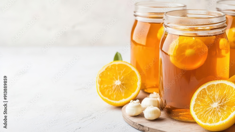 Closeup of kombucha tea with floating cultures, Kombucha Probiotics, emphasizing probiotic beverages Closeup of kombucha tea with floating cultures, Kombucha Probiotics, emphasizing probiotic beverages