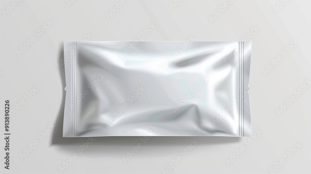 A minimalistic view of a crumpled white packaging pouch on a simple background, ideal for product displays and mockups.
