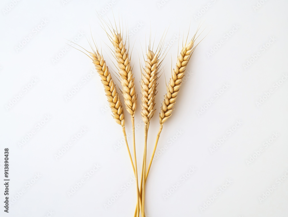 Golden Wheat Sheaves on White Background. Golden Wheat Sheaves on White Background.