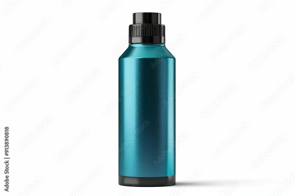 A sleek blue bottle with a black cap, perfect for showcasing packaging design or product branding in a minimalist setting. A sleek blue bottle with a black cap, perfect for showcasing packaging design or product branding in a minimalist setting.