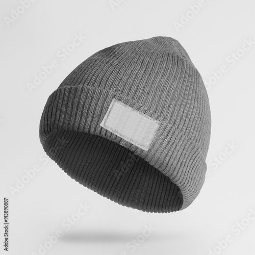 Photos Png beanie mockup with transparent label