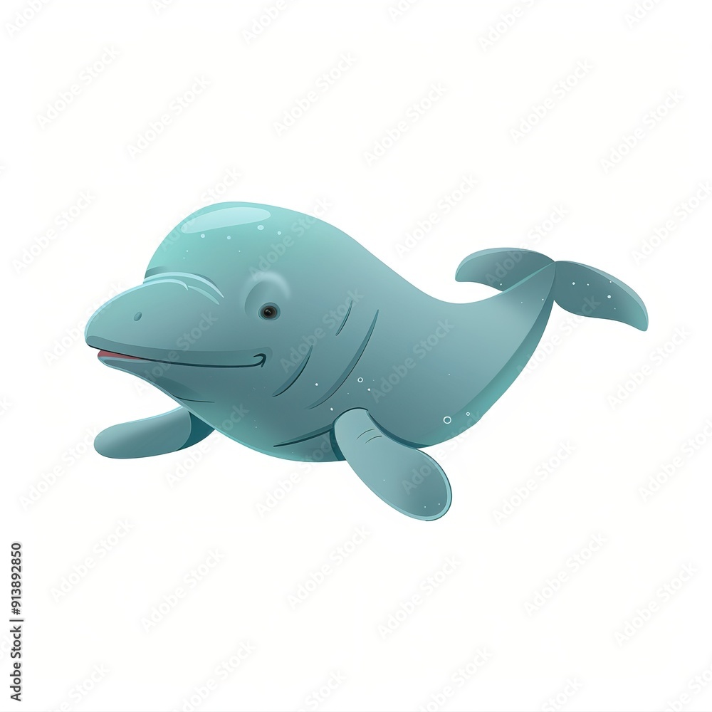 Fototapeta premium Dugong Time element animal cartoon isolated whitebackground 16:9