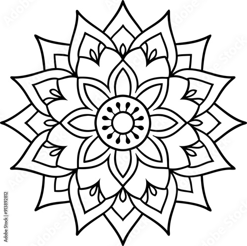 liner art mandala flower vector style