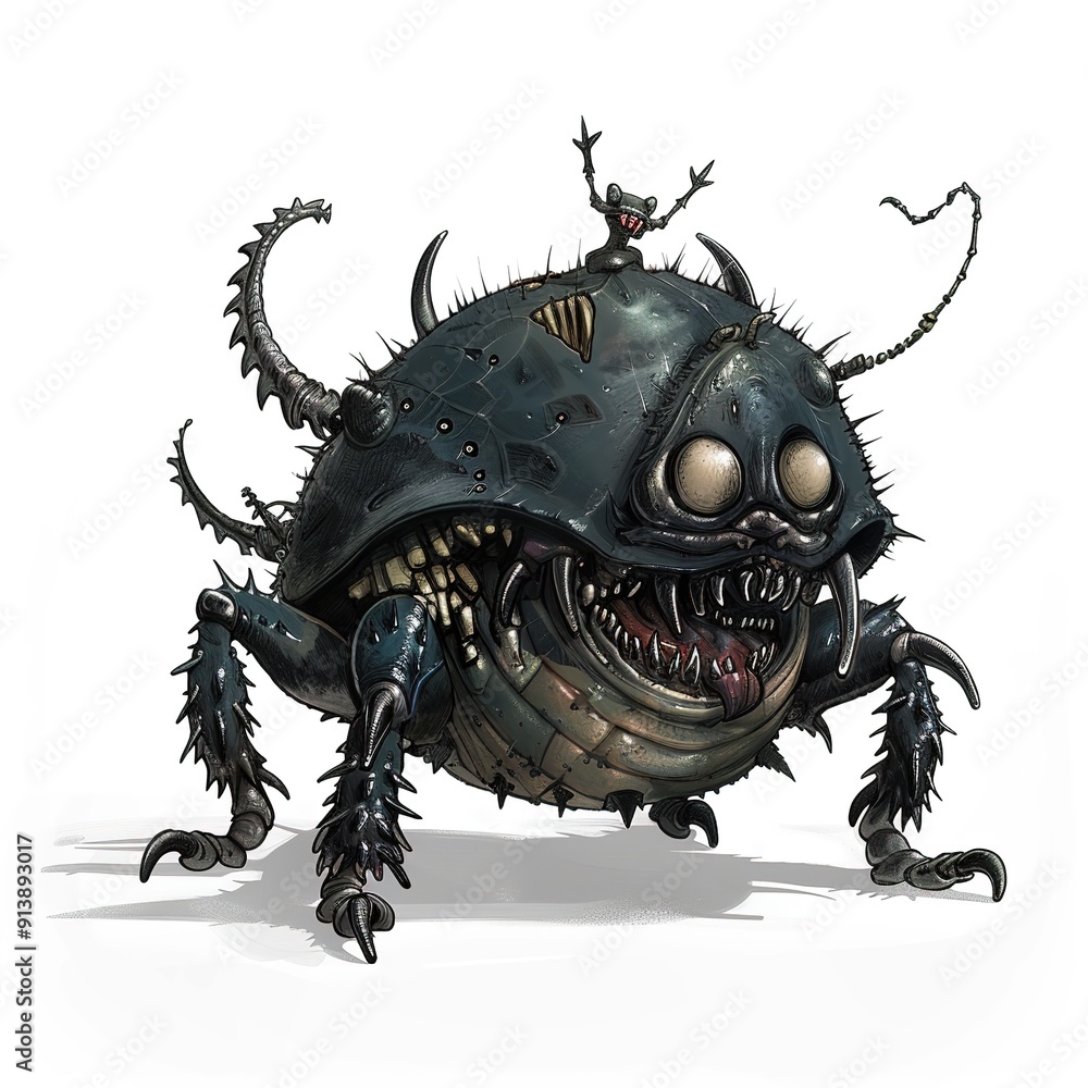 Fototapeta premium dung beetle Darkness element fantasy cartoon isolated whitebackground 16:9