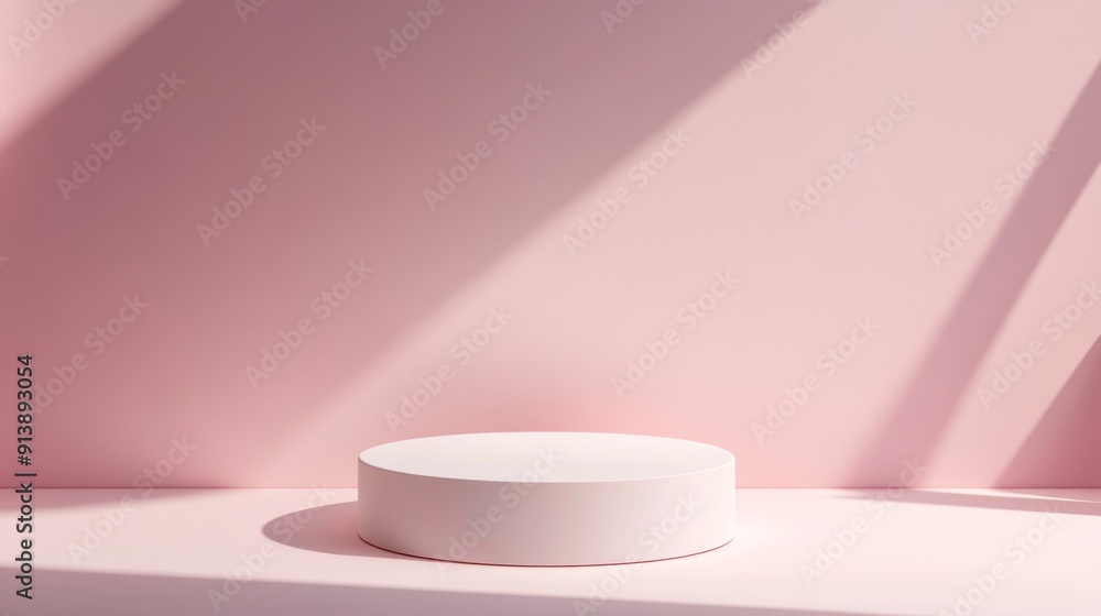 Minimalist White Platform with Pink Background Minimalist White Platform with Pink Background