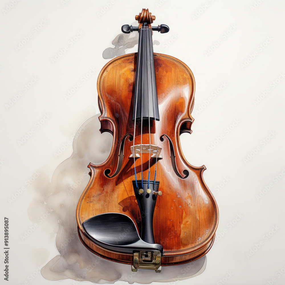 Fototapeta premium Watercolor Violin, clipart Illustration, Generative Ai