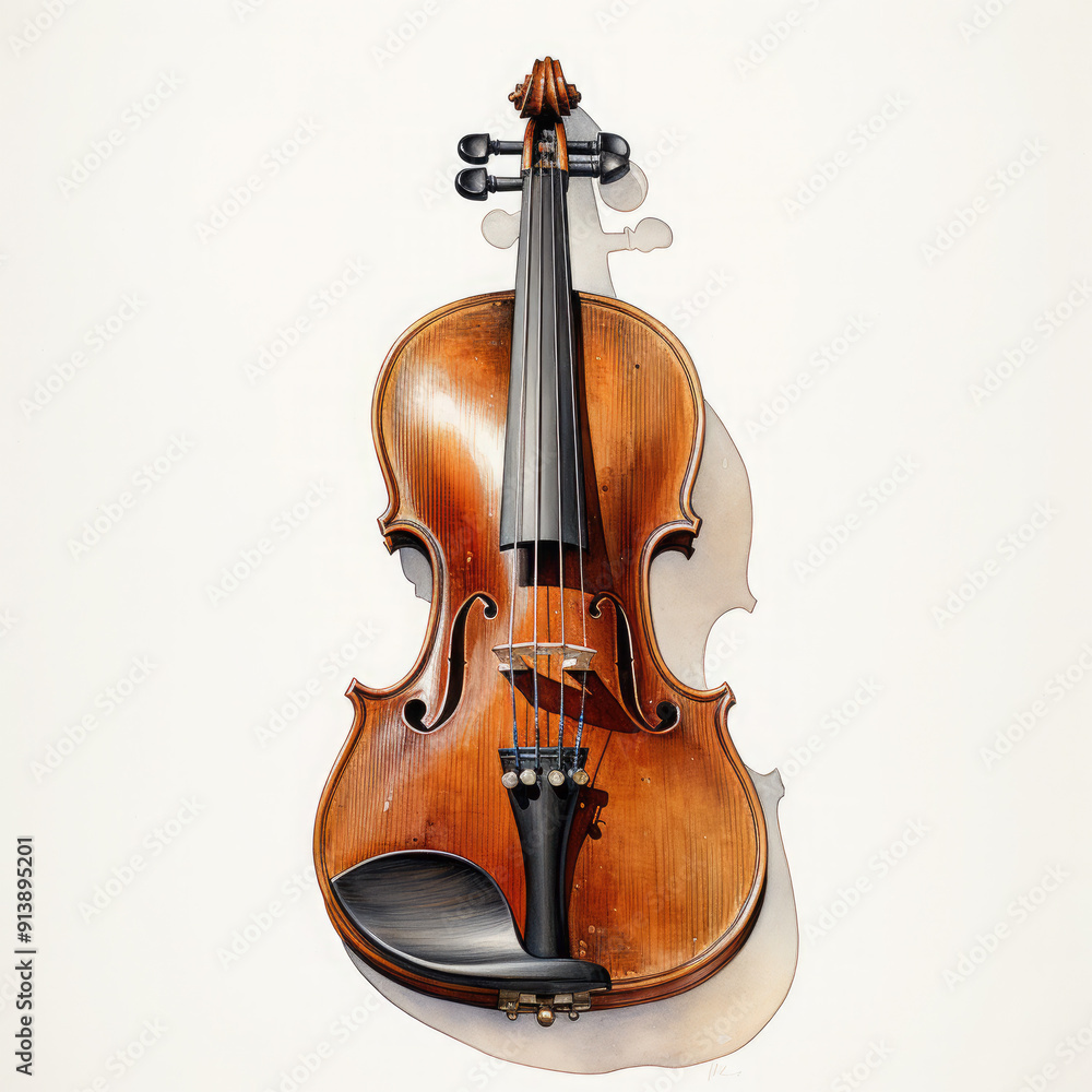 Watercolor Violin, clipart Illustration, Generative Ai Watercolor Violin, clipart Illustration, Generative Ai