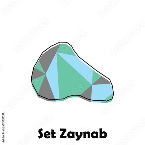 Map of Set Zaynab design, map with polygonal style template element photo