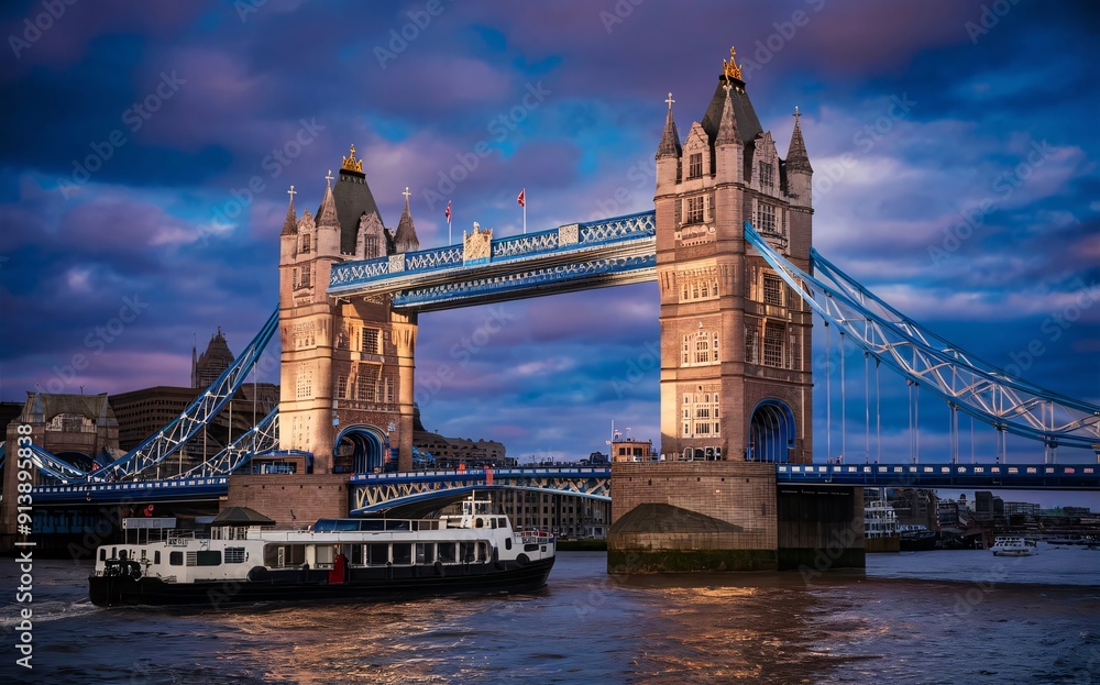 Fototapeta premium Tower Bridge opening for a boat England