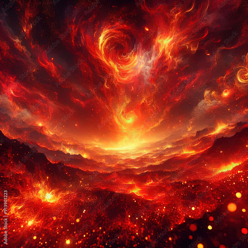 Fototapeta premium Captivating Inferno Spectacle - Explore the Power of the Wild Flame!
