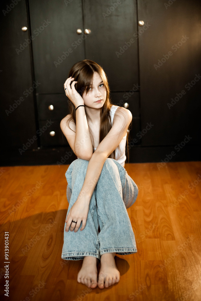 Fototapeta premium girl posing for the camera with long hair