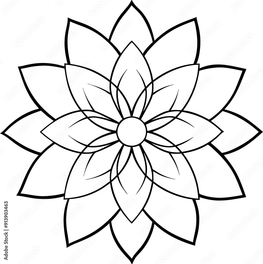 Fototapeta premium liner art mandala flower vector style