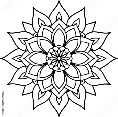 liner art mandala flower vector style