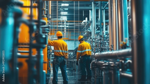 A team of plumbers working together to install new piping in a large construction project.