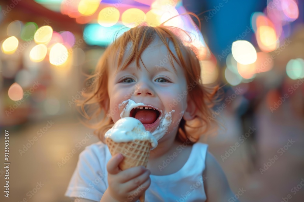 Sweet face of baby vibrant hair captures playful joy. Endearing infant silky red hair appearing serene and calm. Little one can't get enough of their ice cream. Sweet face of baby vibrant hair captures playful joy. Endearing infant silky red hair appearing serene and calm. Little one can't get enough of their ice cream.