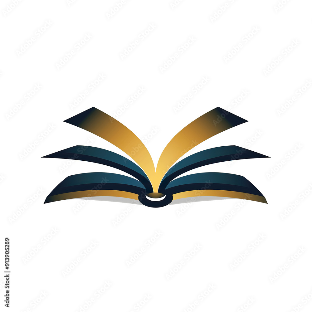 Abstract Open Book with Golden Edges, generative ai image Abstract Open Book with Golden Edges, generative ai image