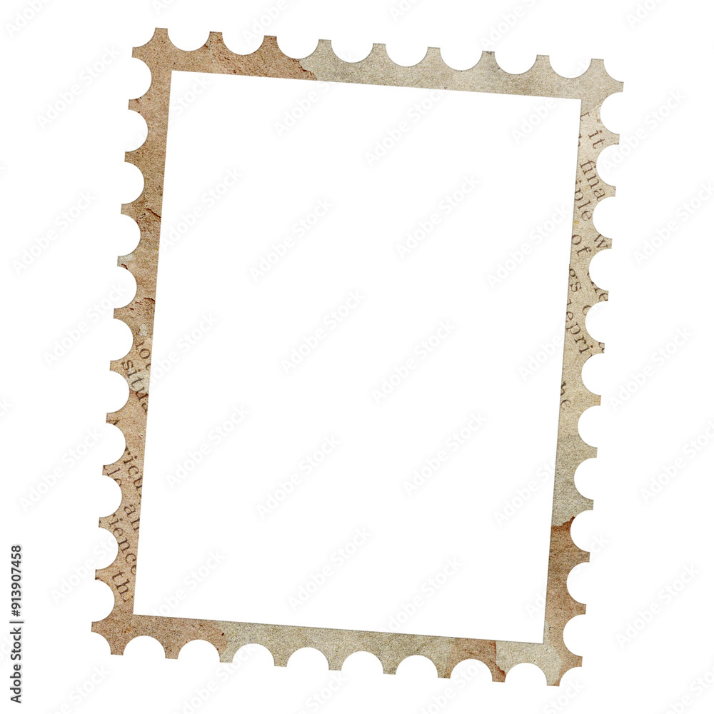 Fototapeta premium Postage stamp frame png sticker, transparent background