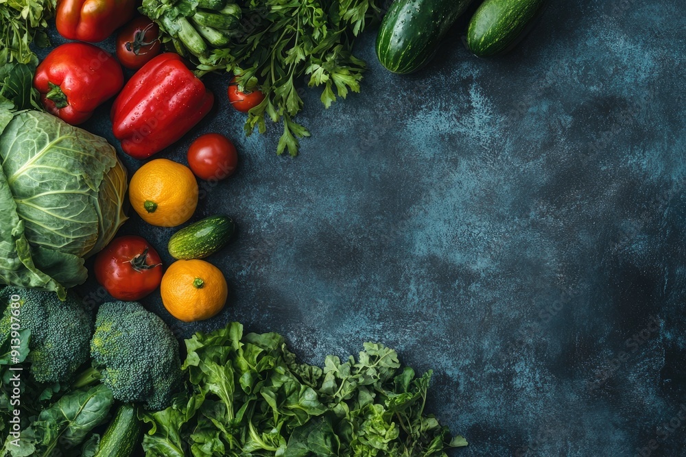 Food background with assortment of fresh organic vegetables , ai Food background with assortment of fresh organic vegetables , ai