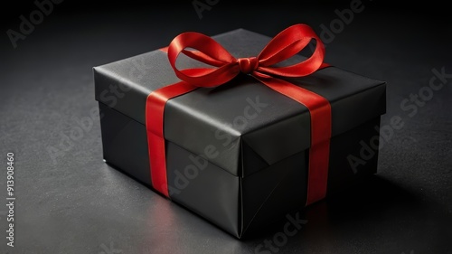 Black box with a big red ribbon