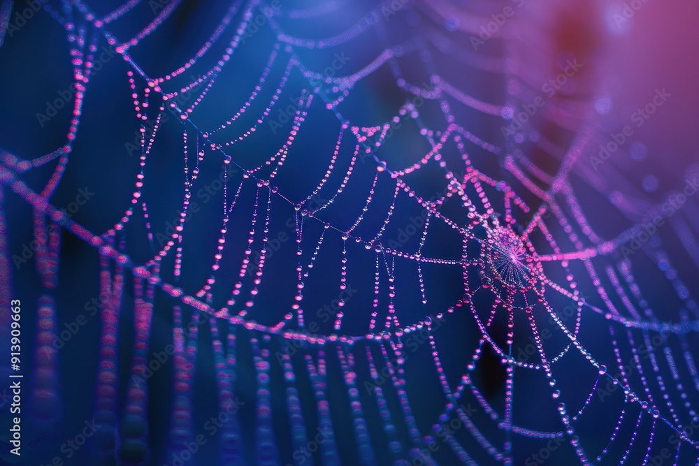 Naklejka premium A spider web with two spiders on it