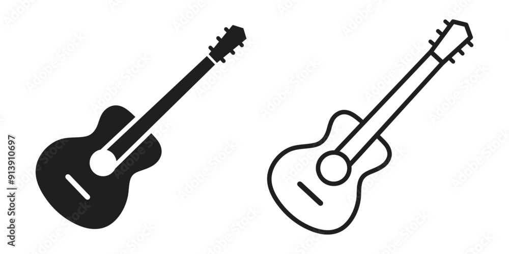 Naklejka premium Vector illustration of an acoustic guitar icons. Perfect for music, performance, and entertainment designs.