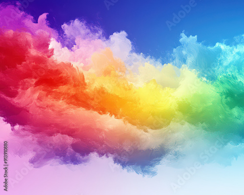 A colorful cloud with a rainbow in the sky