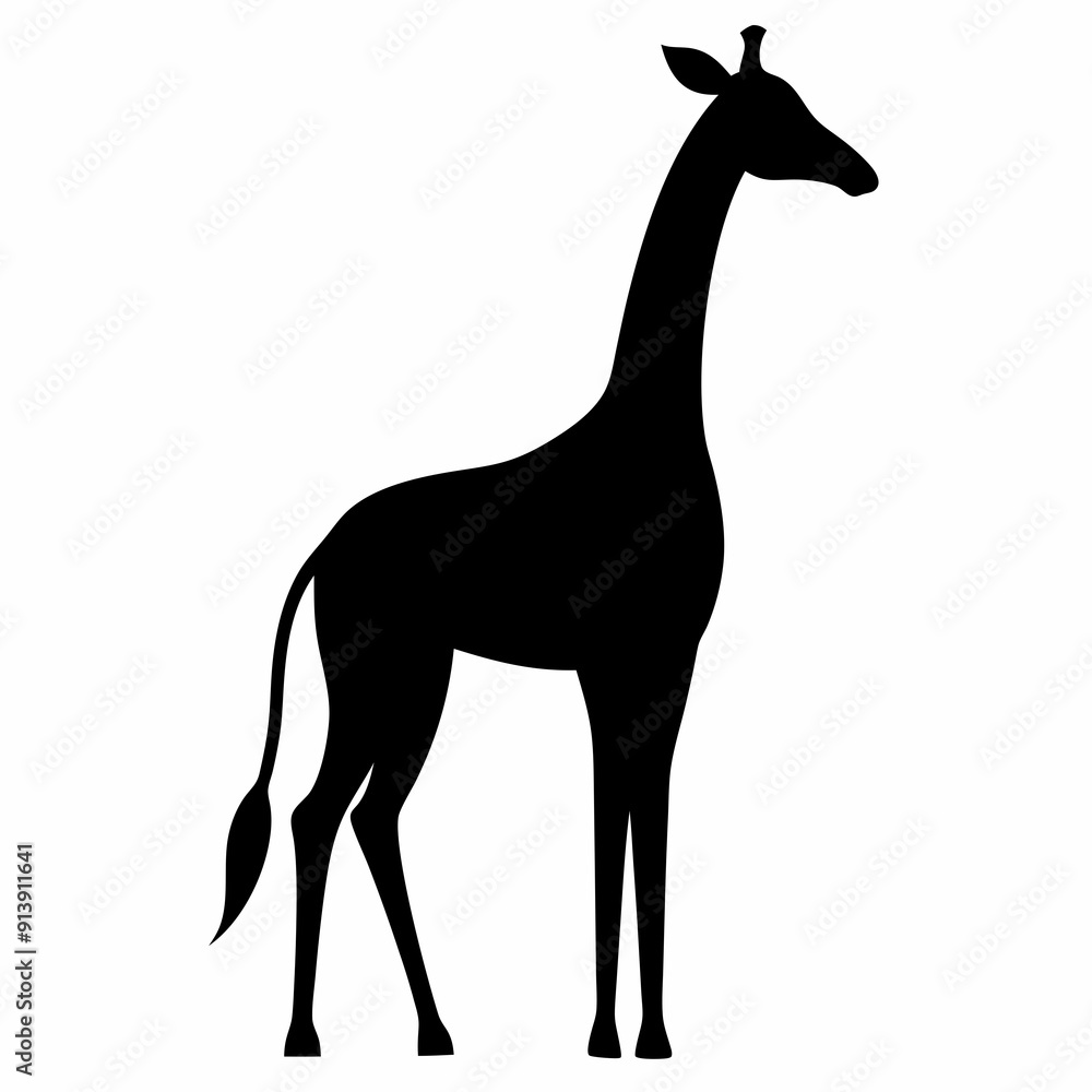 Fototapeta premium Girraf silhouette vector illustration style on a white background
