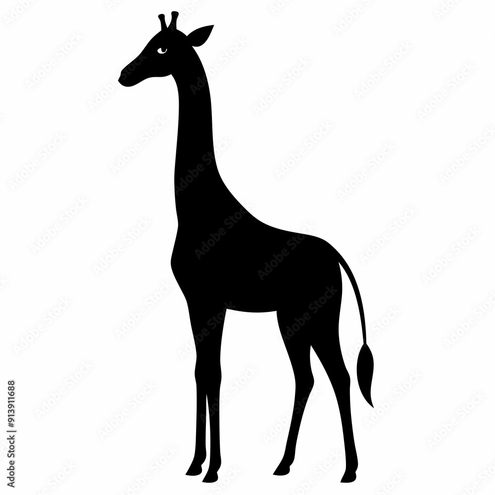 Girraf silhouette vector illustration style on a white background Girraf silhouette vector illustration style on a white background