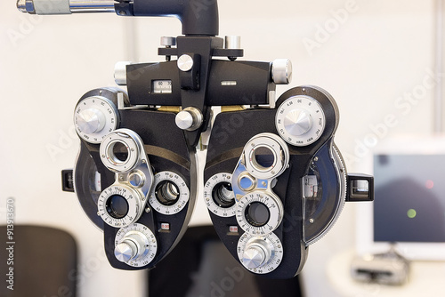 Tableau sur toile Phoropter used for eye examination to measure refractive error to determine eyeg