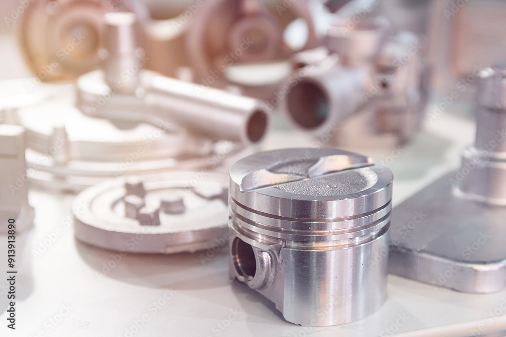 Metal products made by casting techniques close up