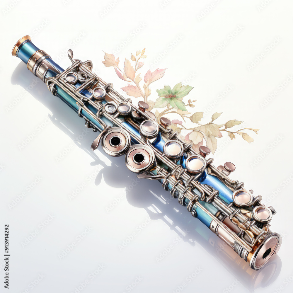 Fototapeta premium Watercolor Flute, clipart Illustration, Generative Ai