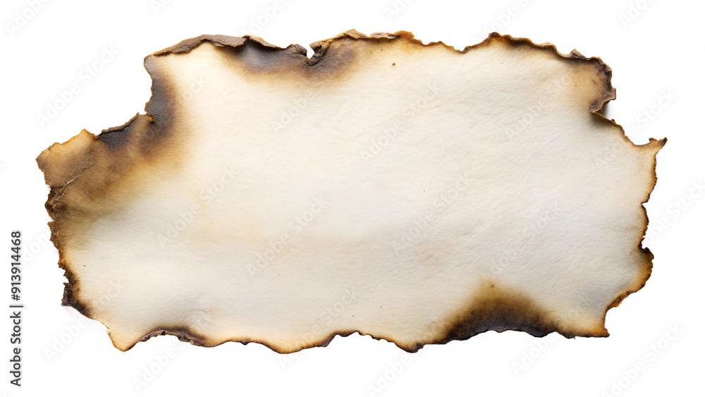 Old torn and burnt parchment paper on isolated background Old torn and burnt parchment paper on isolated background