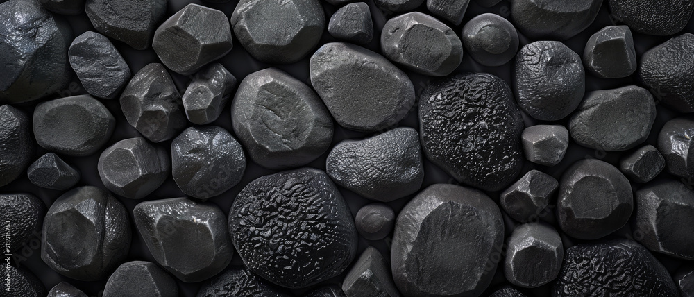 A close-up of black, textured stones arranged in a uniform pattern, showcasing the intricate details and natural beauty of each individual rock in a striking composition. A close-up of black, textured stones arranged in a uniform pattern, showcasing the intricate details and natural beauty of each individual rock in a striking composition.