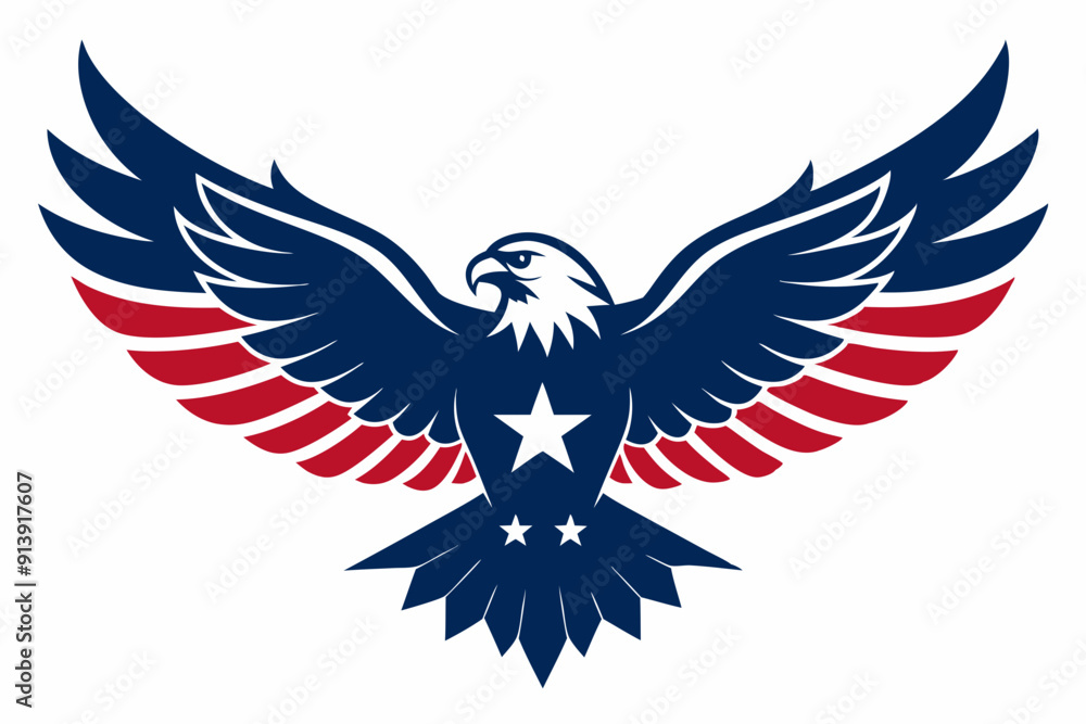Obraz premium Eagle with the American flag vector illustration 