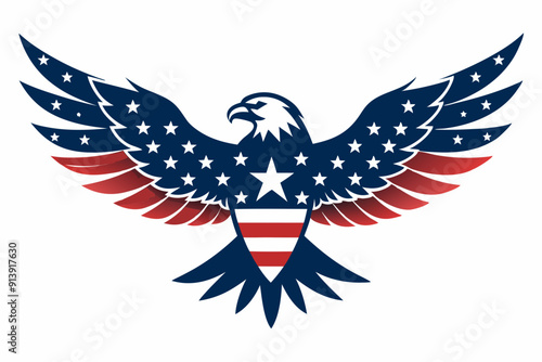 Eagle with the American flag vector illustration 
