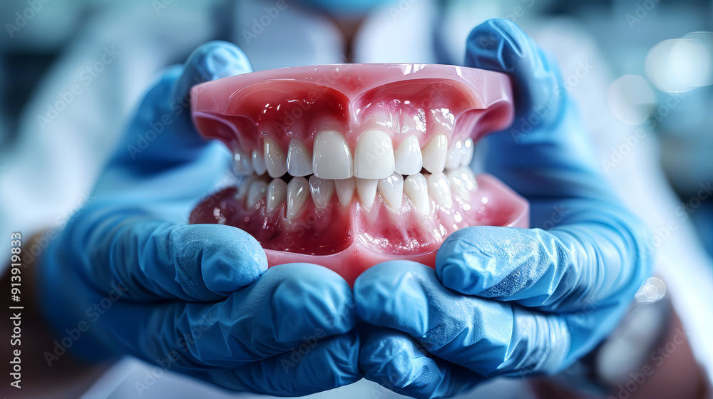 Dentist showing teeth model. Dentistry and health care concept. Dentist showing teeth model. Dentistry and health care concept.