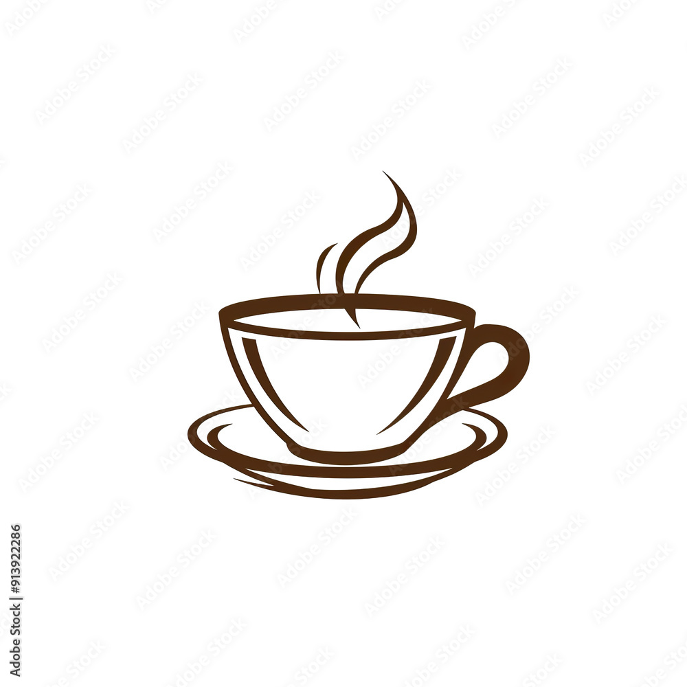 A Simple Line Drawing of a Cup of Coffee with Steam, generative ai image A Simple Line Drawing of a Cup of Coffee with Steam, generative ai image