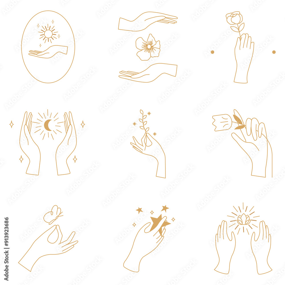 Hand png logo sticker, minimal collage element
