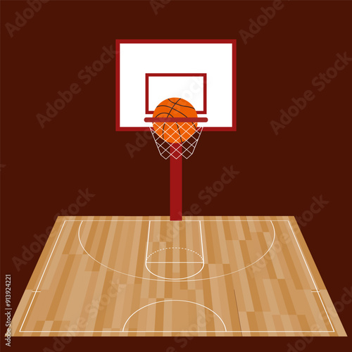 Basketball court. Front view. Vector
