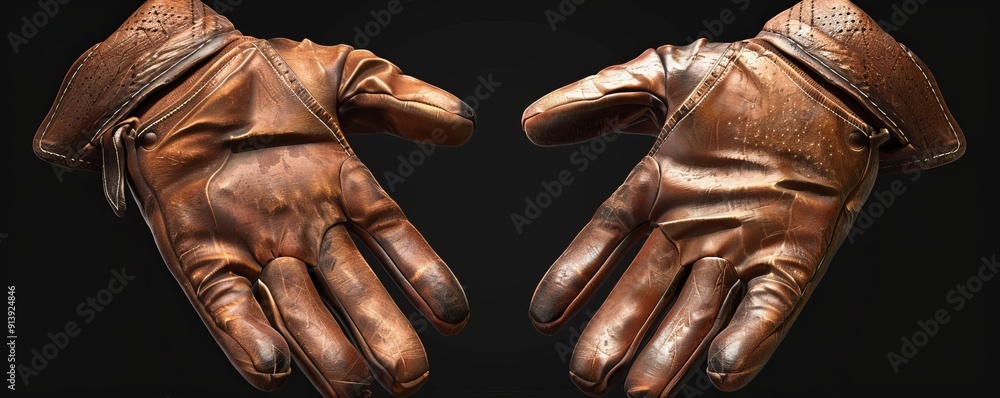 Pair of stylish leather gloves, 4K hyperrealistic photo Pair of stylish leather gloves, 4K hyperrealistic photo